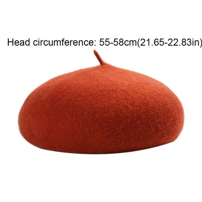 Boina Nuvem Feminina Confortável de Lã Pelúcia Quente Estilo Britânico Chapéu Gorro Cor Sólida Elástico Boina Feminina