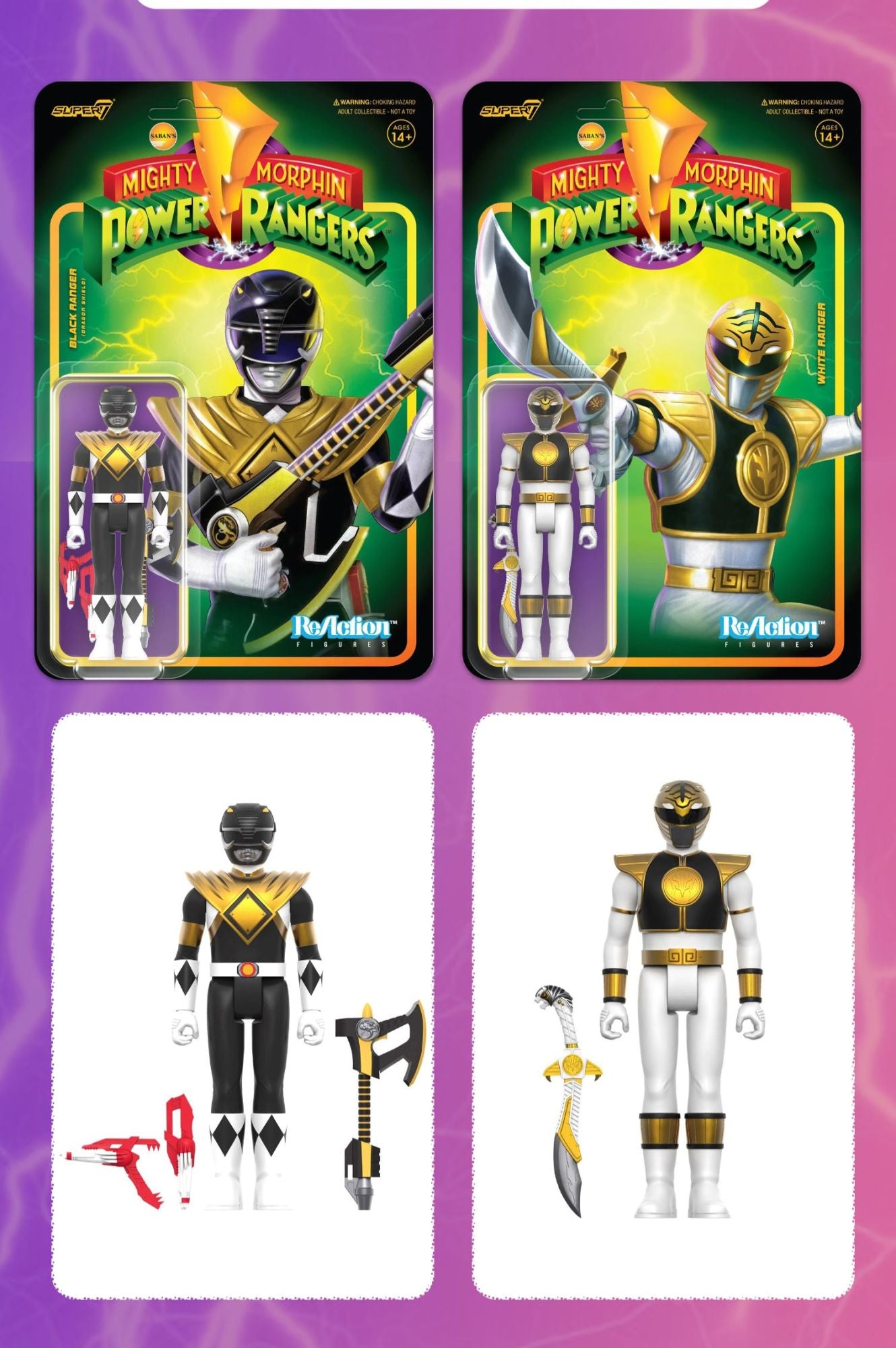 Em Estoque Super7 Mighty Morphin Power Rangers Carded Series 1 - Conjunto de Presente com Modelos Dragonzord, Red Ranger e Rita Repulsa