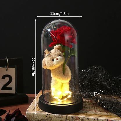 Eternal Rose Flowers Artificial Foil Flower in Glass Glow Immortal Flower LED Roses Lamp Flores Eternas Christmas Lover Gift