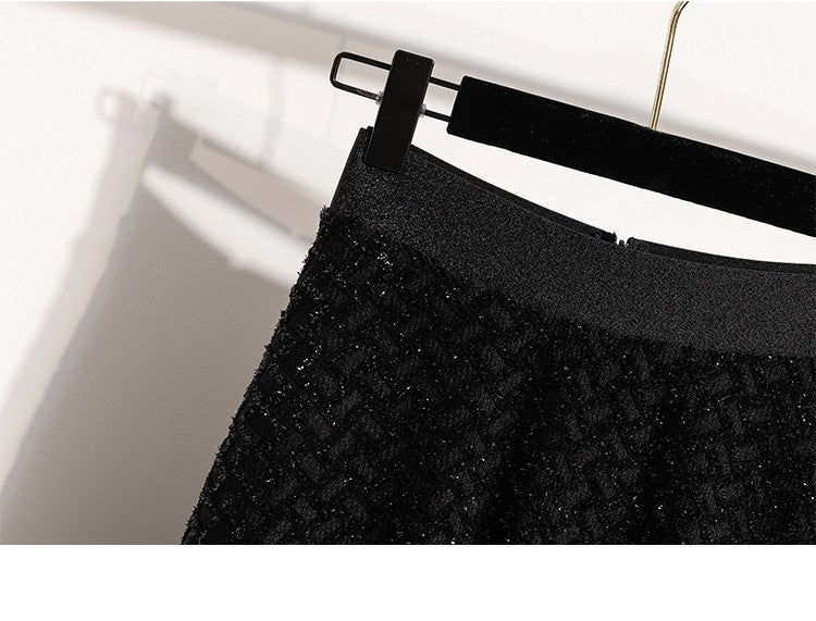 plus Size Women's High Waist A-Line Long Skirt Casual Versatile Glitter Wool Blend f Body Skirt for Full Figured Ladies