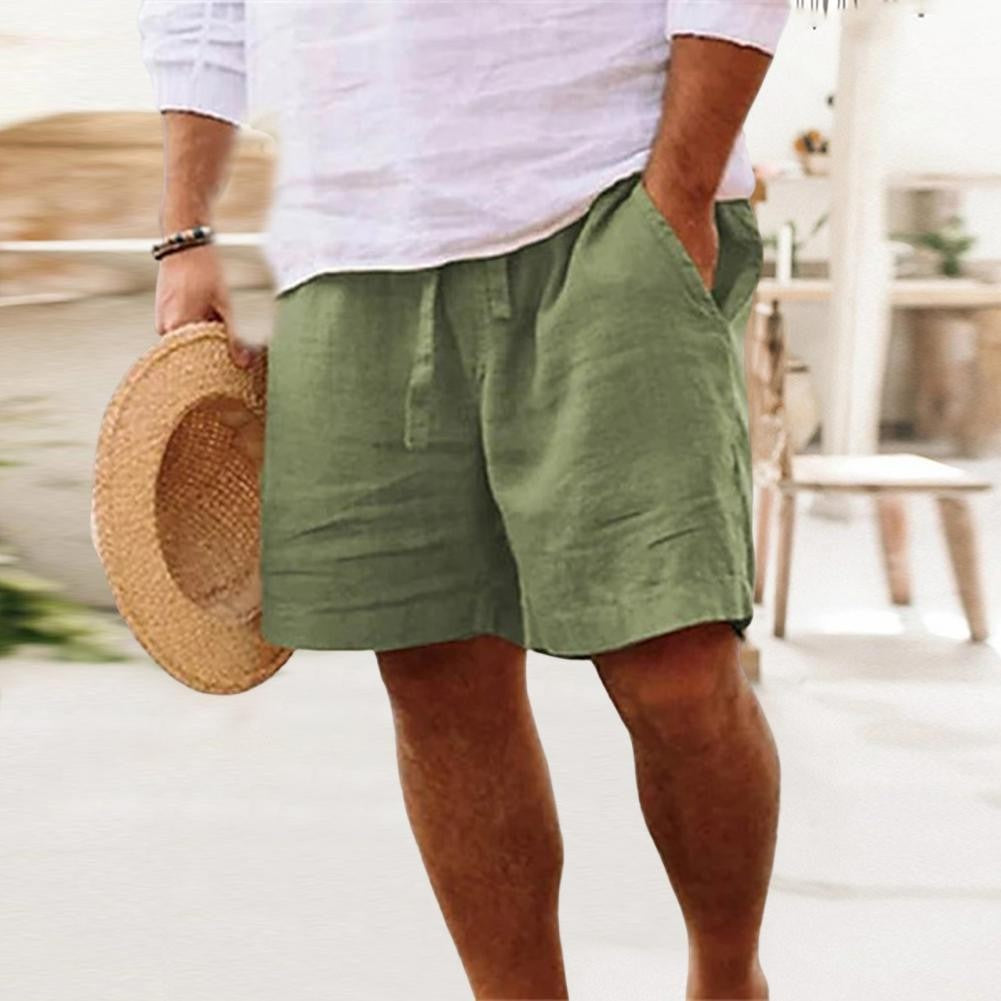 2024 New Men'S Cotton Linen Shorts Pants Male Summer Breathable Solid Color Linen Short Trousers Fitness Streetwear M-4xl