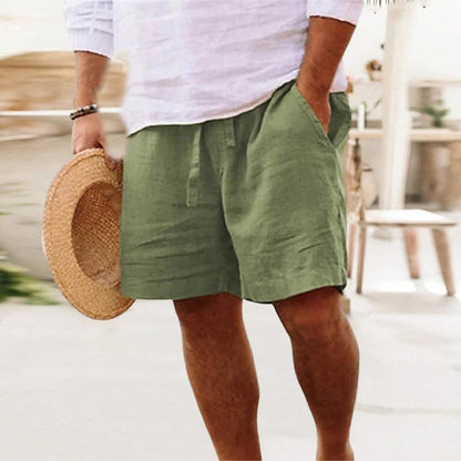 2024 New Men'S Cotton Linen Shorts Pants Male Summer Breathable Solid Color Linen Short Trousers Fitness Streetwear M-4xl