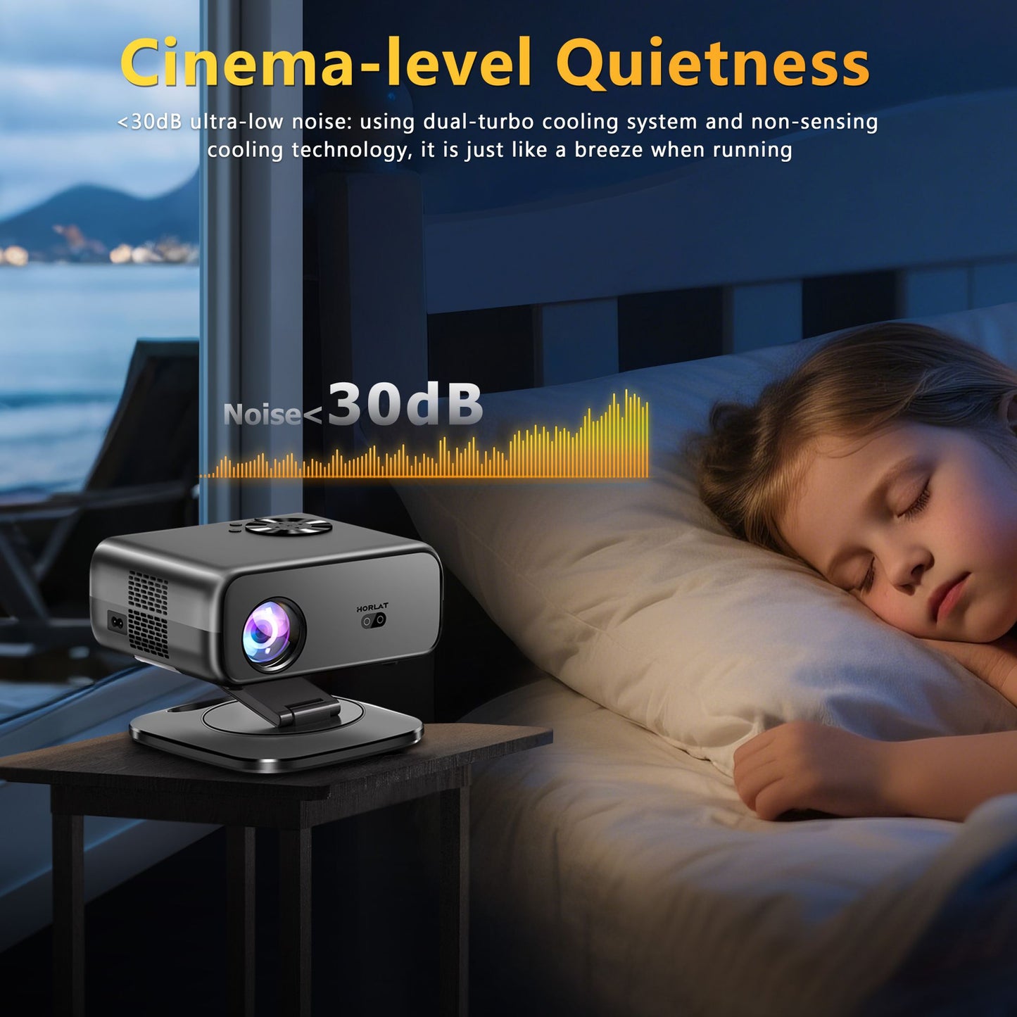 HORLAT M4 Projetor Portátil 25000 Lumens Android12 Mini Projetor 4K 64G Foco Automático Keystone Full HD 1080P 3D Home Theater WiFi6