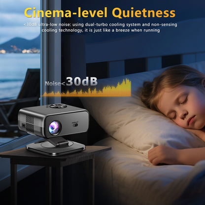 HORLAT M4 Projetor Portátil 25000 Lumens Android12 Mini Projetor 4K 64G Foco Automático Keystone Full HD 1080P 3D Home Theater WiFi6