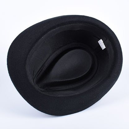 Classic Fedora Men's Hats 2025 Casual Short Sleeve Trilby Top Hat French England Elegant Ribbon Jazz Cap Fedoras Black Felt Hat