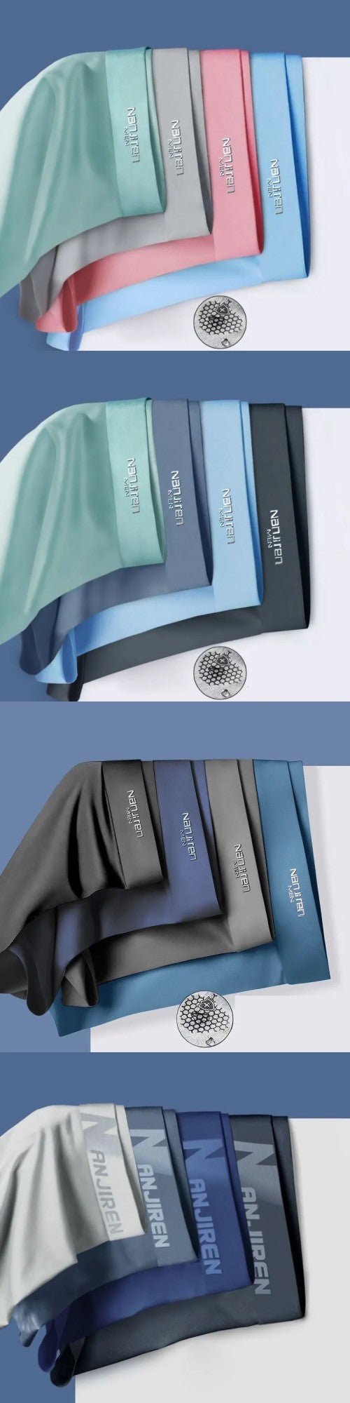 4pcs Boxer Shorts Men's Ice Silk Underwear Cool Underpants Breathable Sexy Thin Panties U Convex Lingerie Wholesale Lots L-6XL