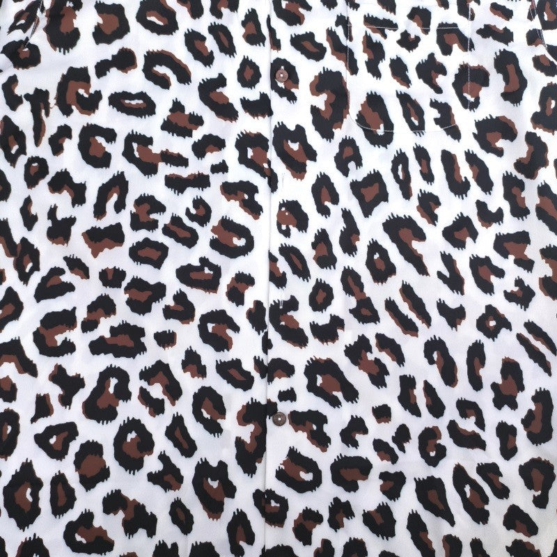 Pdmcms 23ss Gradient Leopard Print High Street Style Casual Handmade Silk Hawaiian Short Sleeved Shirt For Men