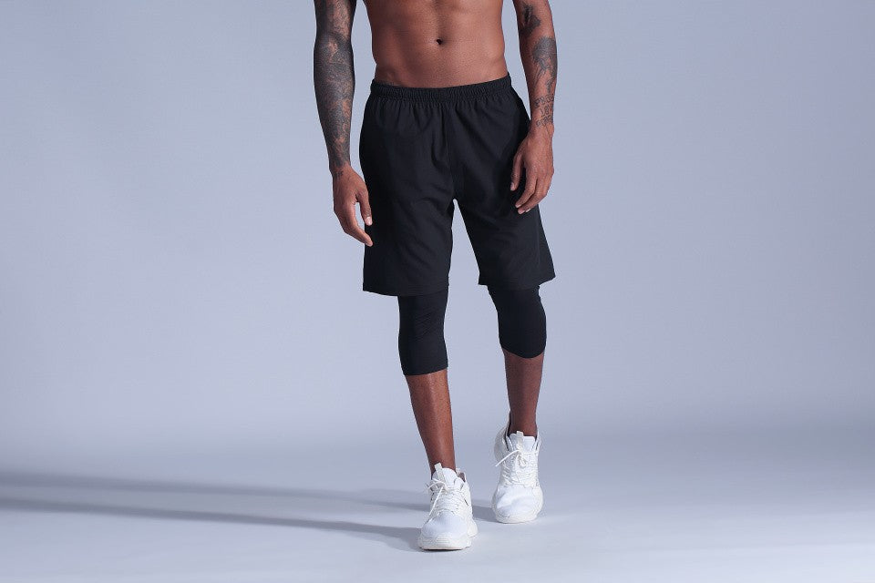 2 in 1 Compression Pants Mens basketball shorts Leggings sport Running Shorts High Elastic Dry Fit Training Tights Jogging Pants