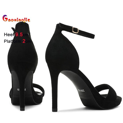 2025 New Product Women's Sandals Fashion Versatile Suede Comfy High Heels Sandals Shoes Ladies Waterproof Platform Street Pumps