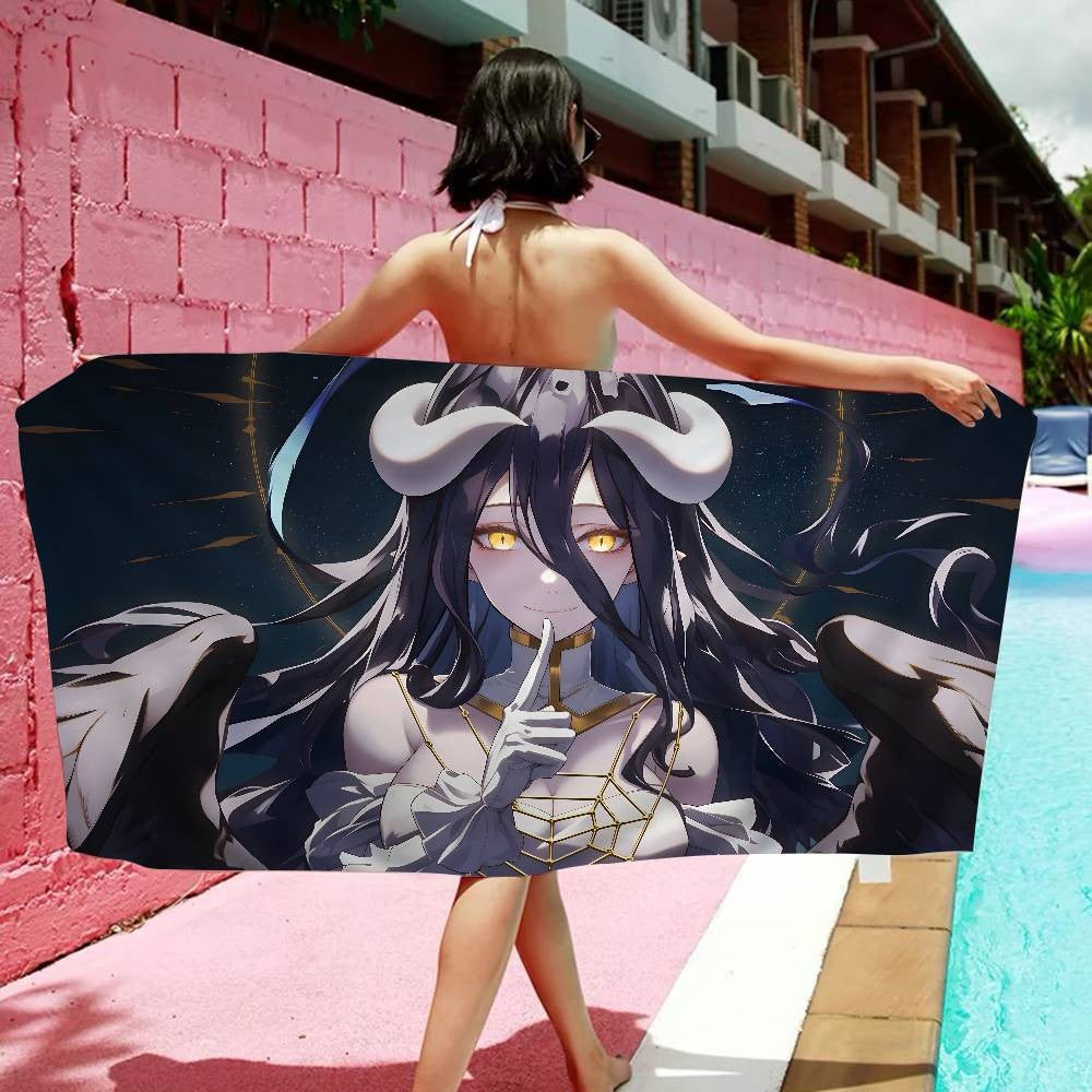 Gamer Albedo Anime Sexy Girls Anime Beach Swimming Towel Soft Absorbent Washcloth Children's Gifts For Kids Travel Camping Gym
