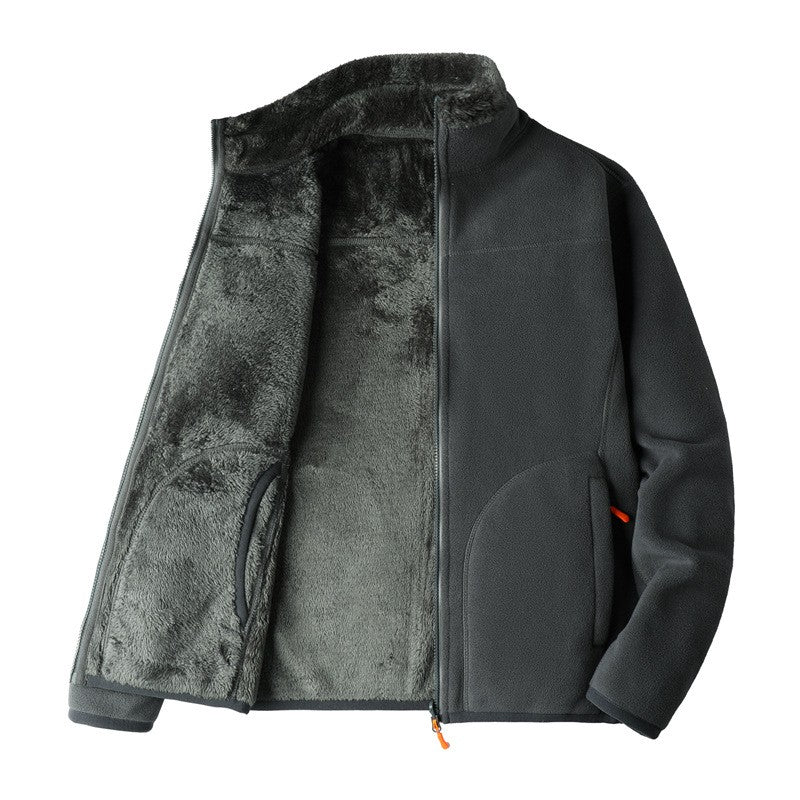 Plus Size Women's Autumn Winter Thickened Double-sided Fleece Hooded Jacket Zipper Long Sleeve Warm Outerwear Casual Style Sh...