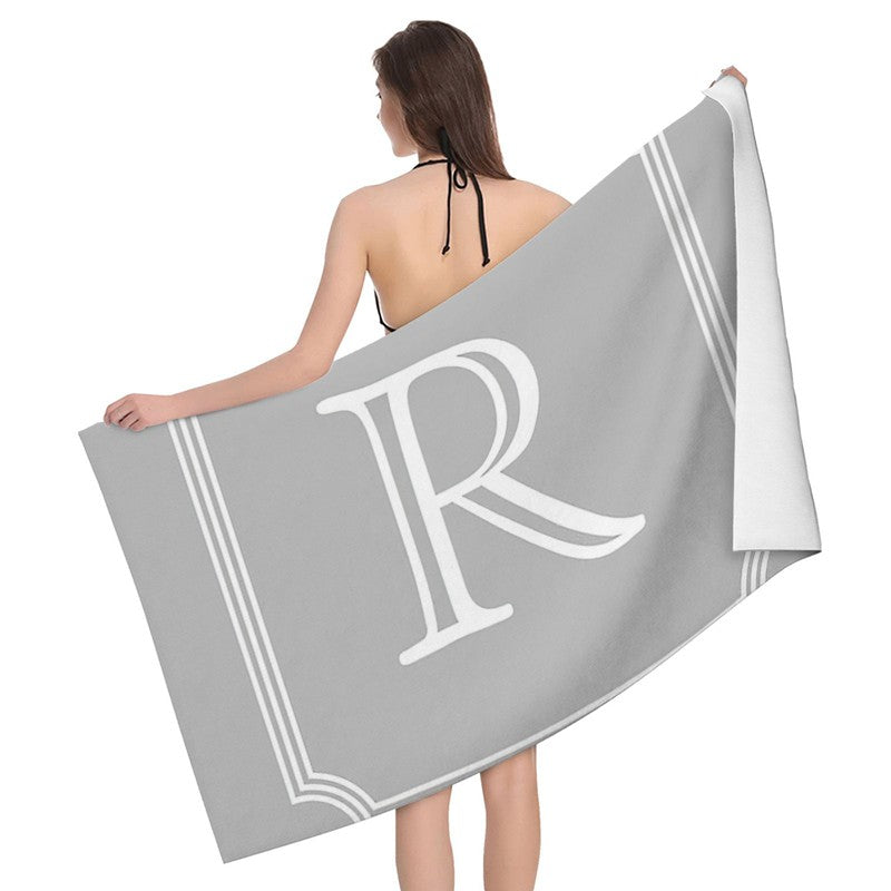 Home bath towels for the body towels bathroom letters and flower quick drying microfiber beach towel man and women large sports