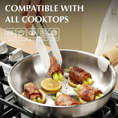 Conjunto de 4 Frigideiras de Aço Inoxidável KOCH SYSTEME CS, Frigideiras de Aço Inoxidável com Cabo Removível, Conjunto de Panelas para Cozinha