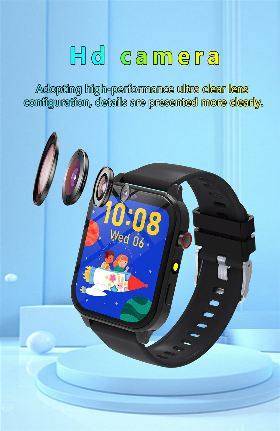 2025 New Children Smart Watch Alarm Clock LED Flashlight Waterproof Kid Watches HD Camera Take Photo Puzzle Game Smartwatch Girl