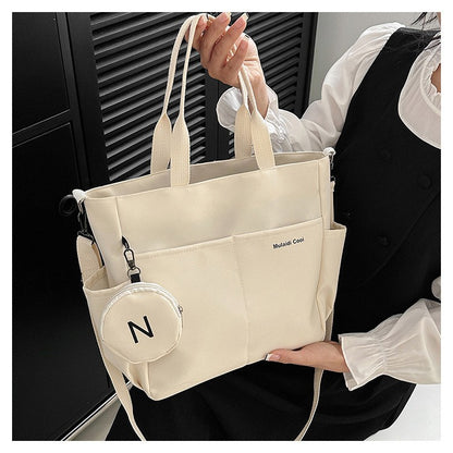 Minimalist Nylon Tote Bag, Oxford Waterproof Handbag Shoulder Crossbody Bag with Pocket, Effortless Style for Women Daily Errand