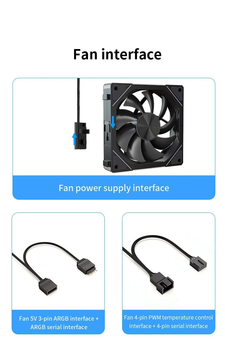 TEUCER JM-5 Case Fan 120mm 5V 3Pin ARGB Mirror Light Effect Cooling Fan PWM 800 to 2000RPM CD Texture Water Cooling Radiator Fan