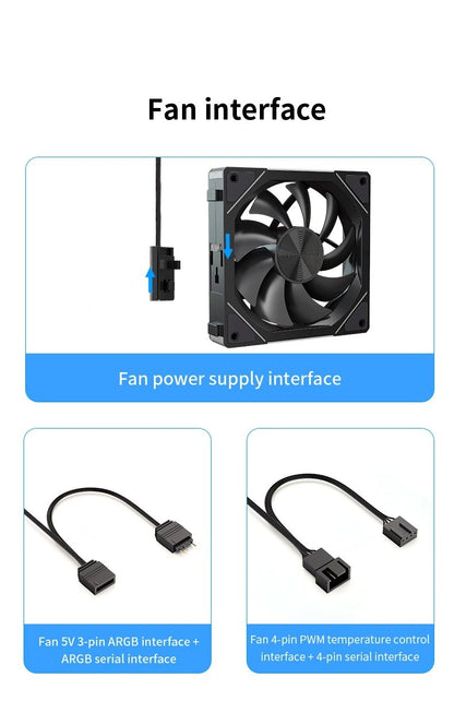TEUCER JM-5 Case Fan 120mm 5V 3Pin ARGB Mirror Light Effect Cooling Fan PWM 800 to 2000RPM CD Texture Water Cooling Radiator Fan