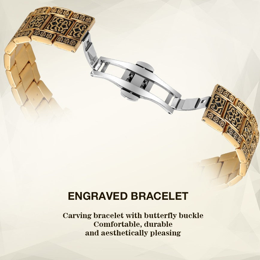 FORSINING High-end Luxury Gold Skeleton Mechanical Man Watch Automatic Movement Clock Stainless Steel Male Bronze Wrist Watches