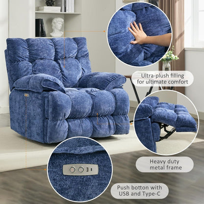 Oversized Rocker Recliner Chair,Power Swivel Recliner for Living Room,Overstuffed Extra Wide Rocking Recliners with Padded Lumba