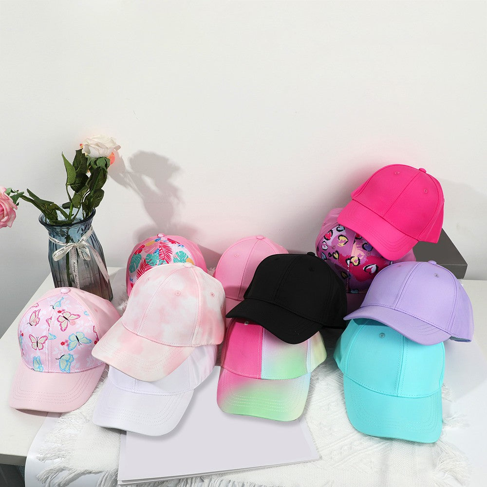 Fashion Kids Baseball Cap For Girls Boys Sun Hat Hollow Back Ponytail Caps Children Snapback Hip Hop Hats Adjustable Bones Caps