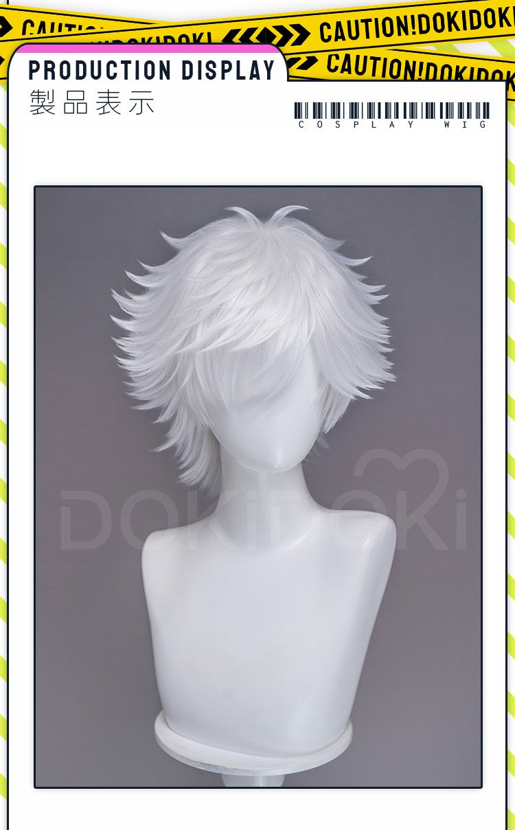 ?Ready For Ship?Qifrey Cosplay Wig Anime Witch Hat Atelier DokiDoki Men White Hair Qifrey Cosplay HalloweenHair Free Wig Cap