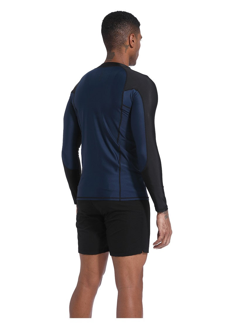 DEMMET Mens Swimwear Long Sleeve Rash Guard Swimming Surf T-Shirt UV Protection Quick Dry Beach Tight Surf Diving Clothes 120KG