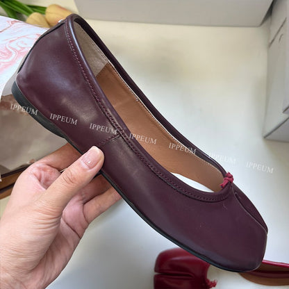 IPPEUM Tabis Shoes Black Ballets Flats Split Toe Women Mary Janes Plus Size 44 Dress Loafers Ballerina Zapato Mujer