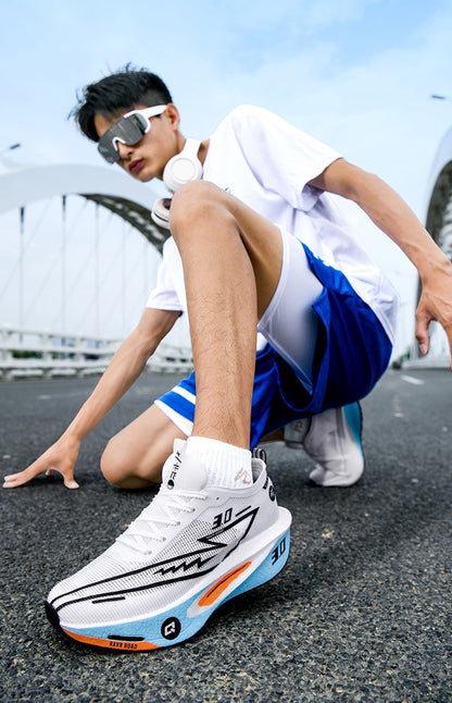 Tênis Masculino de Malha para Conforto 2025, Tênis de Corrida Masculino com Placa de Carbono 3.0, Amortecimento, Esportes, Treino, Corrida, Calçado Especializado para Corrida