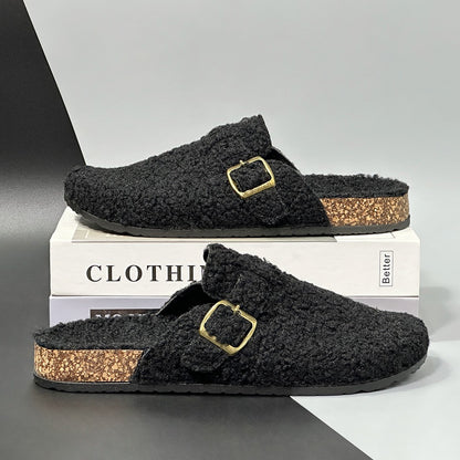 New Fall Winter Women And Men's Slippers With Plush Upper Indoor Outdoor Casual Sandals