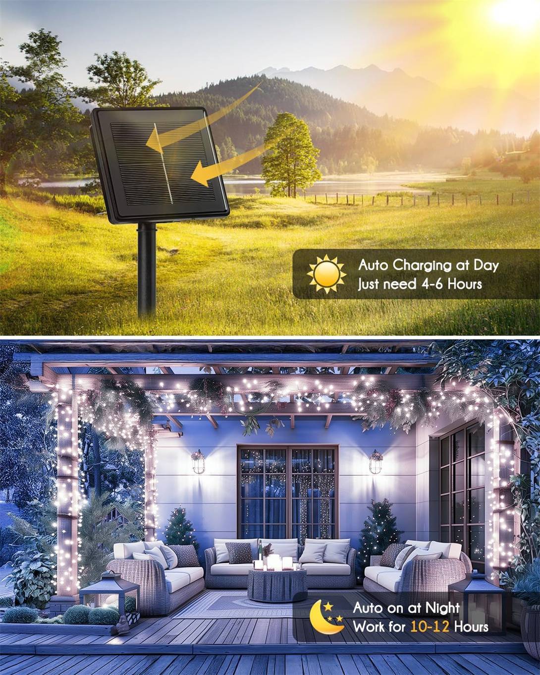 Solar LED Firecracker String Lights Outdoor Waterproof Garland Fairy Light for Wedding Party Garden Christmas Holiday Decoration
