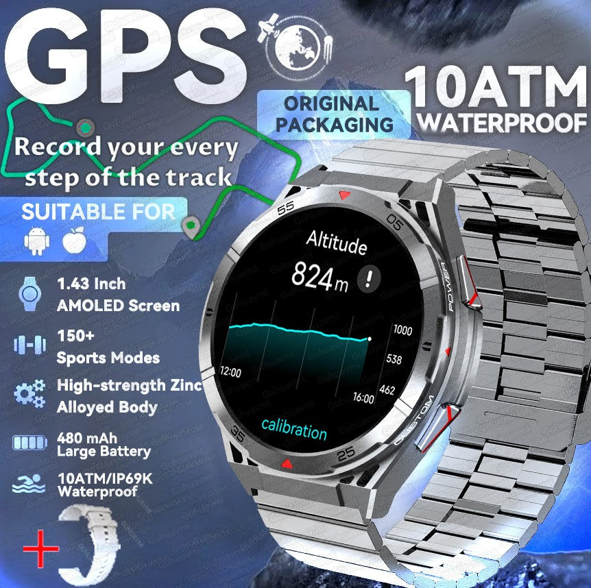2025 AGPS New Men Smart Watch DIgital Military Sport Electronic Bluetooth 10 ATM Waterproof Diving Original Bracelet