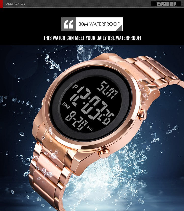 SKMEI Luxury Waterproof Watch for Men Stainless Steel Electronic Sports Digital Mens Wristwatches Man Clock Reloj Masculino 1611