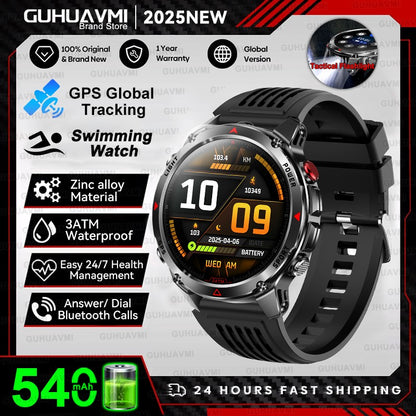 2025 Novo Smartwatch Profissional GPS Esportivo ao Ar Livre Corrida Rastreamento GPS Natação Bússola Altímetro 3ATM Pulseiras Esportivas Masculino