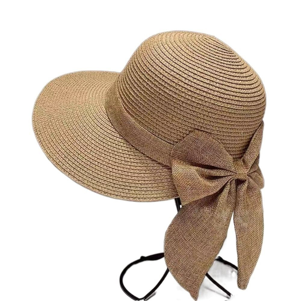Bowknot Sun Hat Summer Breathable Wide Brim Beach Cap UV Protection Casual Straw Hat for Women