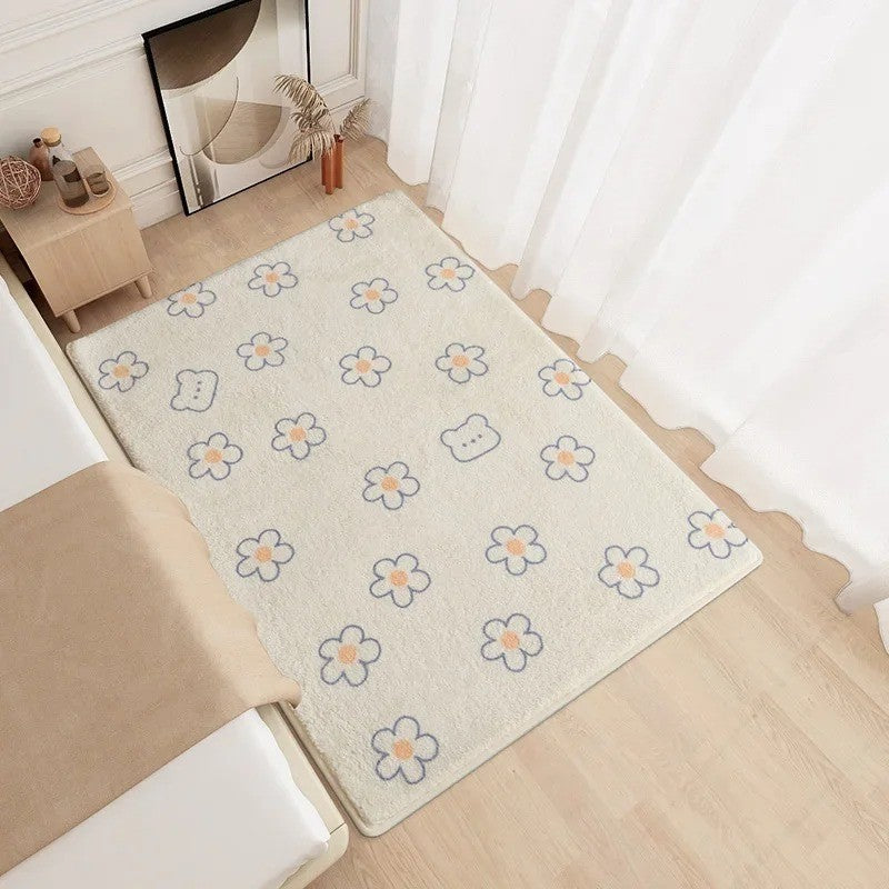 Modern Minimalism Bedroom Fluffy Carpet Area Carpets Living Room Children Girl Room Soft Rug Non-Slip Washable Mat