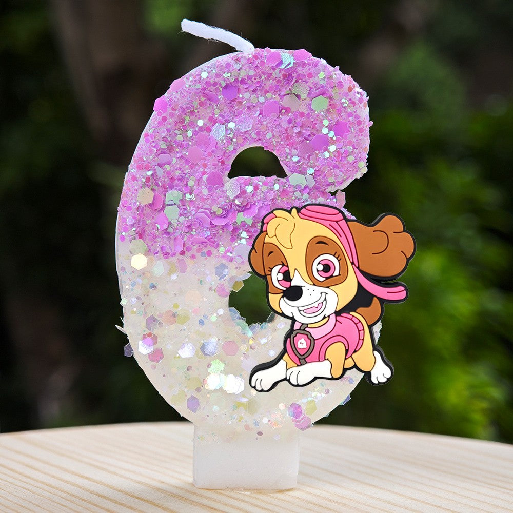 Paw Patrol Candle 0-9 Number Candle Paw Patrol Cartoon Character Party Cake Plug-in Birthday Cake Decoration Baby Shower Gift
