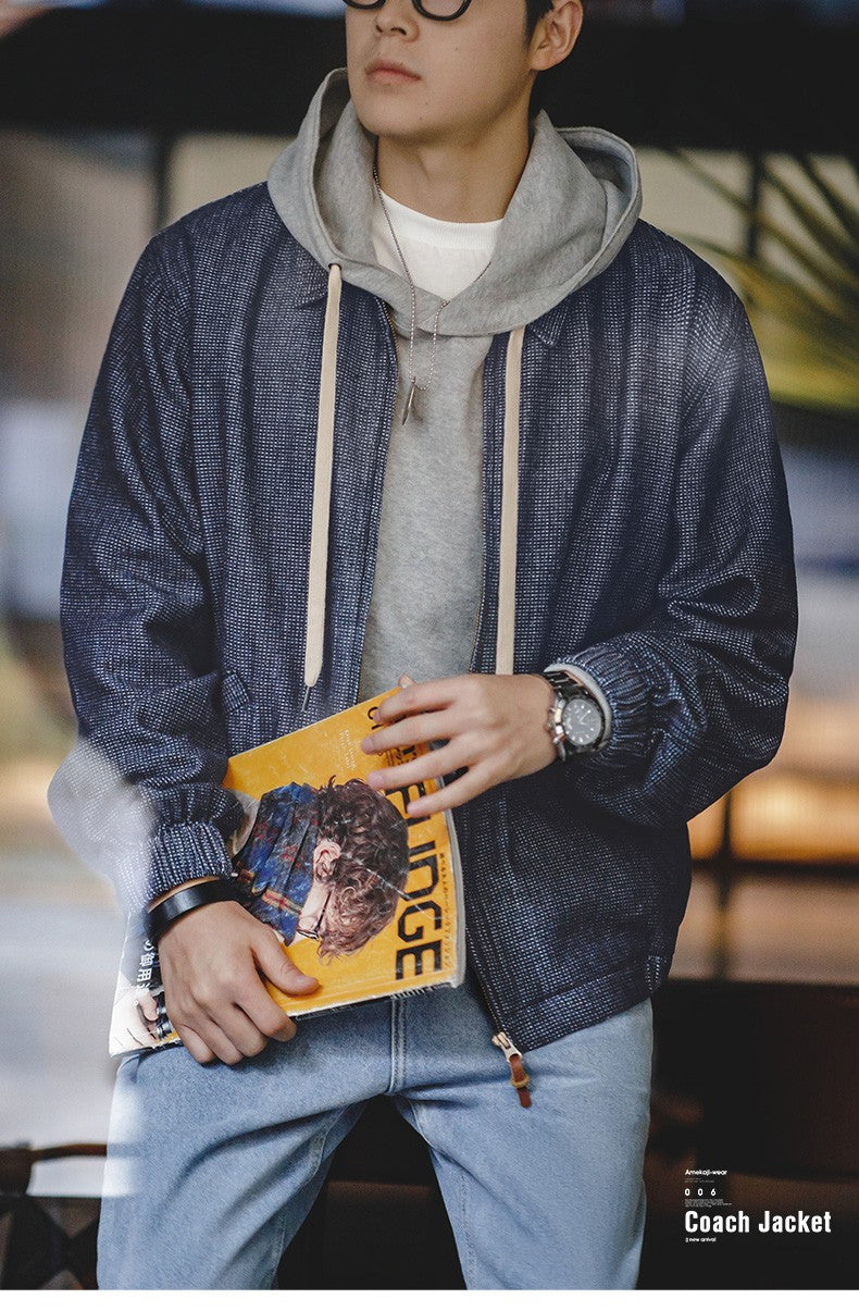 Maden American New Spring And Autumn Retro Denim Jacket Cityboy Amekaji Style Loose Lapel Jacket Men’s Fashion Short Blue Coats