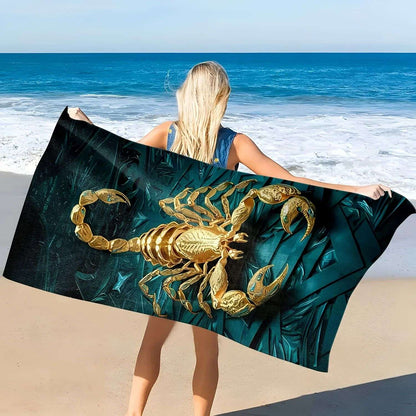 Golden Scorpion Beach Towel: A Striking Accessory for Your Next Beach Adventure! Suitable for towels, bath towels, beach towels