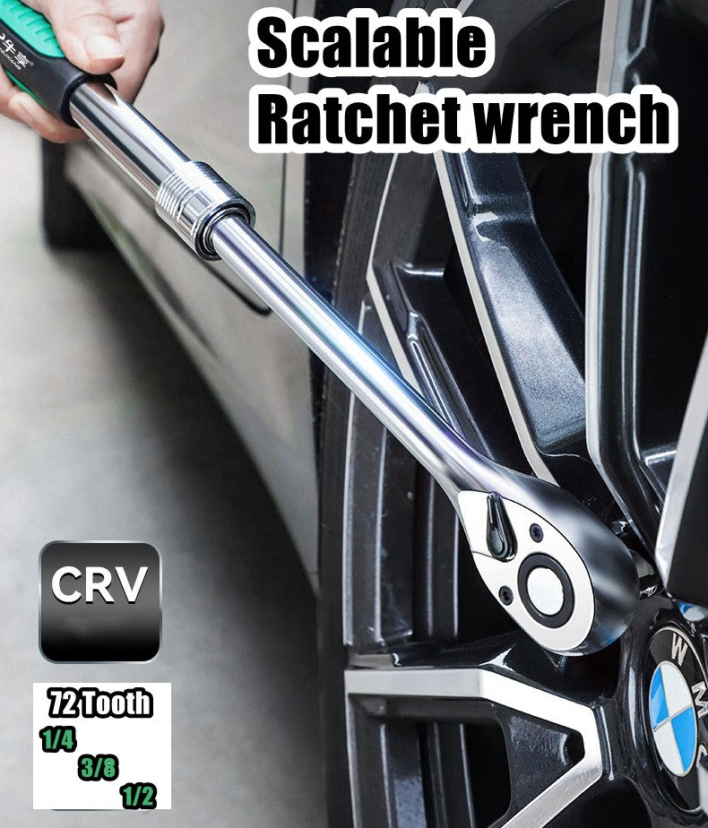 Chave Catraca Telescópica Soquete para Reparação Automotiva, Conjunto de Catraca com Cabeça Ajustável, Chave de Liberação Rápida de 72 Dentes, Ferramenta Manual
