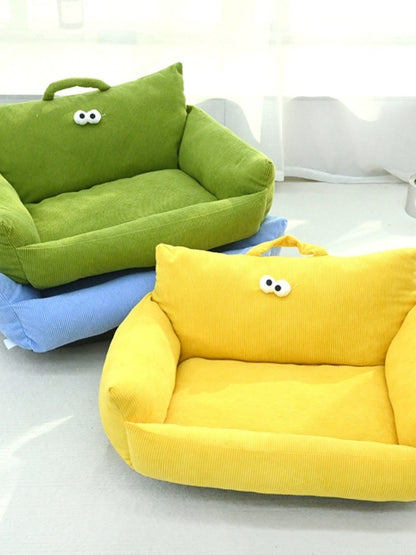 Sofá para Cães e Gatos Cartoon Sle Pet Bed Couch, Série Olhos Grandes, Travesseiro de Uso Diário Outono Inverno, Design de Sofá, Ninho para Pets, Nova Chegada