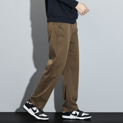 Mens Lyocell Straight Loose Elastic Waist Jeans 2025 Autumn Winter Fashion Brand Comfortable Versatile Pants Plus Size 5XL
