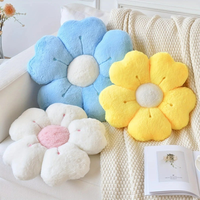 Flower Plush Throw Pillow Cute Daisy Stuffed Cushion Kawaii Sleeping Pillow Soft Office Chair Back Cushion Pet Mat Home Decor