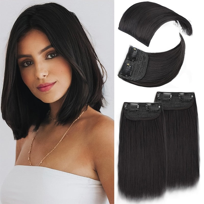 2 unidades de presilha de cabelo sintética, clipe único sem costura, almofada de cabelo artificial, extensões de cabelo natural, postiços para mulheres