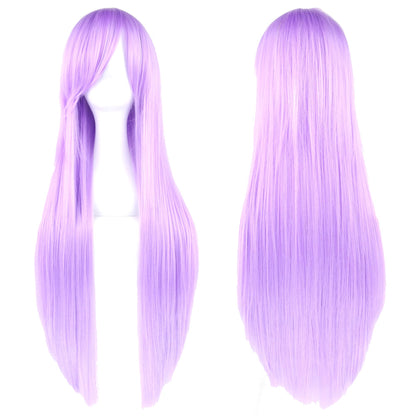Soowee 80cm Cabelo Sintético Comprido Branco Roxo Perucas Cosplay Festa Preto Cabelo Liso Peruca Postiça para Mulheres