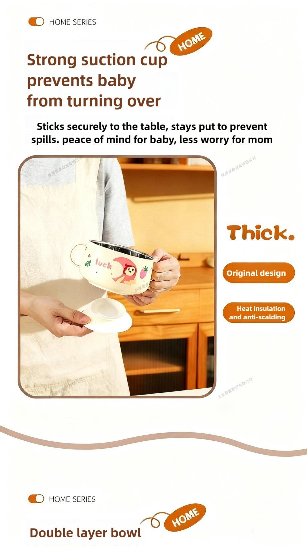 304 Stainless Steel Baby Bowl with Lid Double Handle Kids Feeding Bowl Anti-Scald Toddler Tableware Food Soup Bowl for Infants