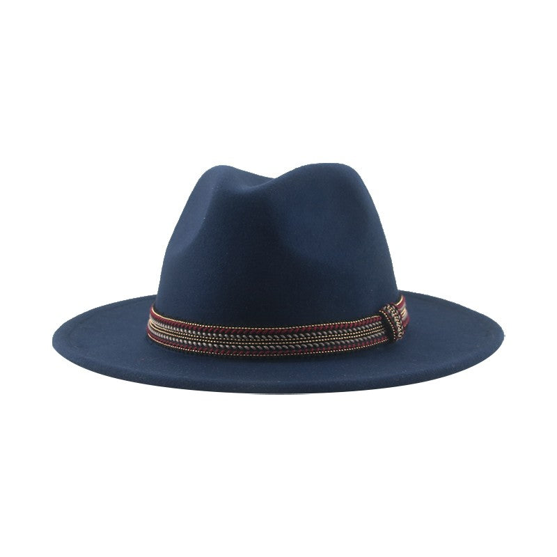 Chapéu Feminino Fedora de Feltro Sólido Casual Chapéu de Inverno Feminino Bonés Masculinos Faixa Panamá Preto Cáqui ????? ??????? Sombrero