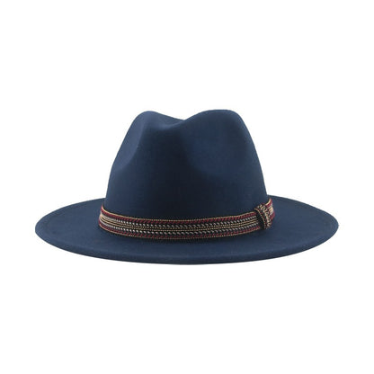 Chapéu Feminino Fedora de Feltro Sólido Casual Chapéu de Inverno Feminino Bonés Masculinos Faixa Panamá Preto Cáqui ????? ??????? Sombrero