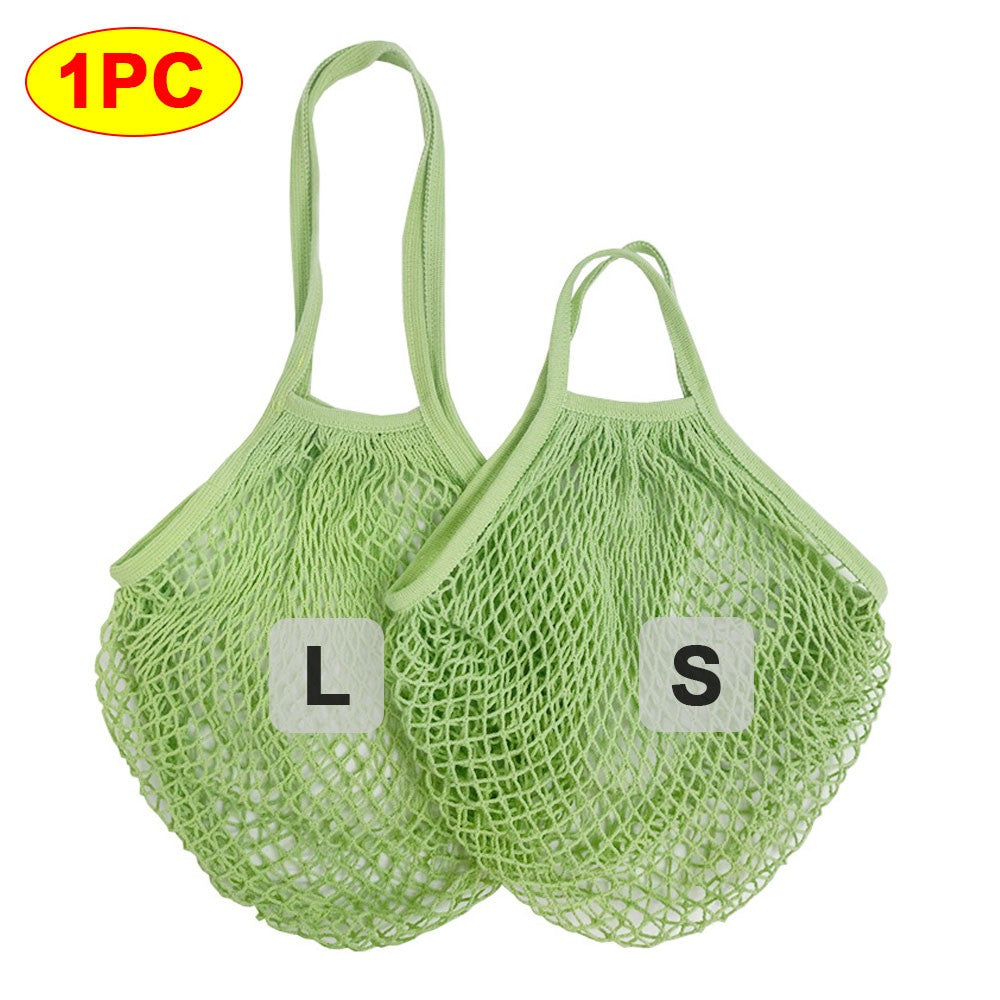 Silicone World 1PC Portable Reusable Grocery Mesh Bag Cotton Shopping Mesh Bags Handheld Shoulder Back Fruit Vegetable Net Bag