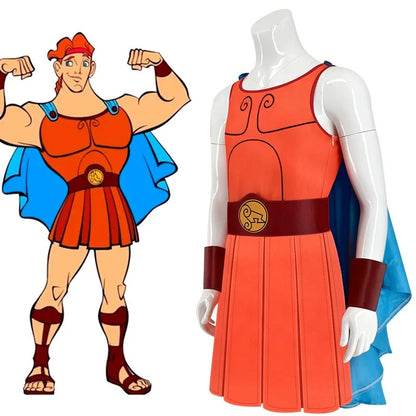 Anime Hercules Cosplay Costume Strongman Jumpsuit Cape Cloak For Men Women Suits Superhero Bodysuit Zentai Halloween Party