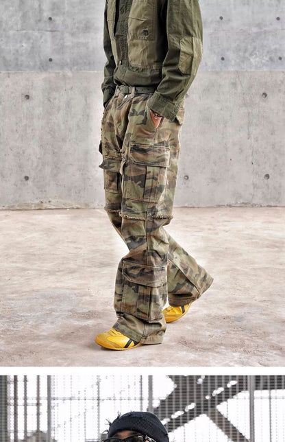 Vintage Patchwork Design Men Autumn Tactical Function Cargo Shirts Y2K High Street Techwear Style Long Sleeve Tops camisetas